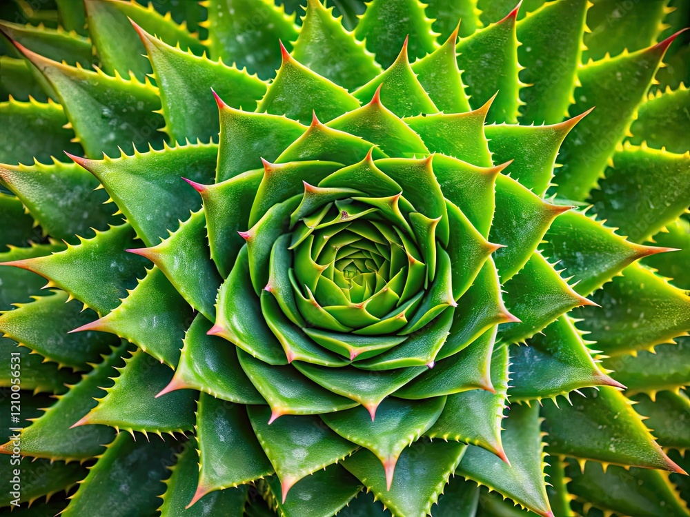 Close-up: Aloe vera's spiral unfolds, a succulent masterpiece. Close-up: Aloe vera's spiral unfolds, a succulent masterpiece.