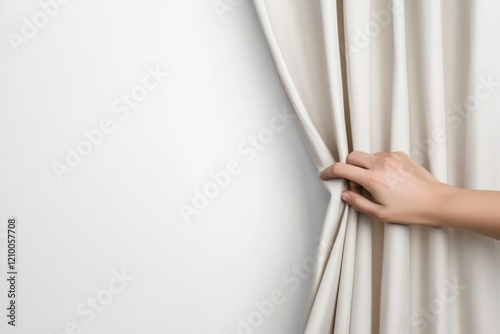 Hand pulling the curtain open hand hand pulling minimalist