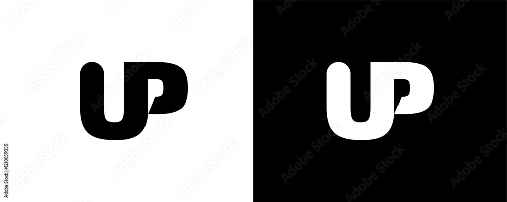 UP Logo with unique shape. Vector illustration UP Logo with unique shape. Vector illustration