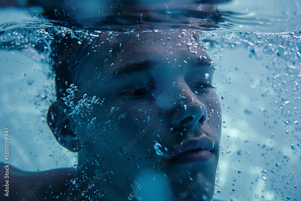 Fototapeta premium A person swimming in a pool generative AI image