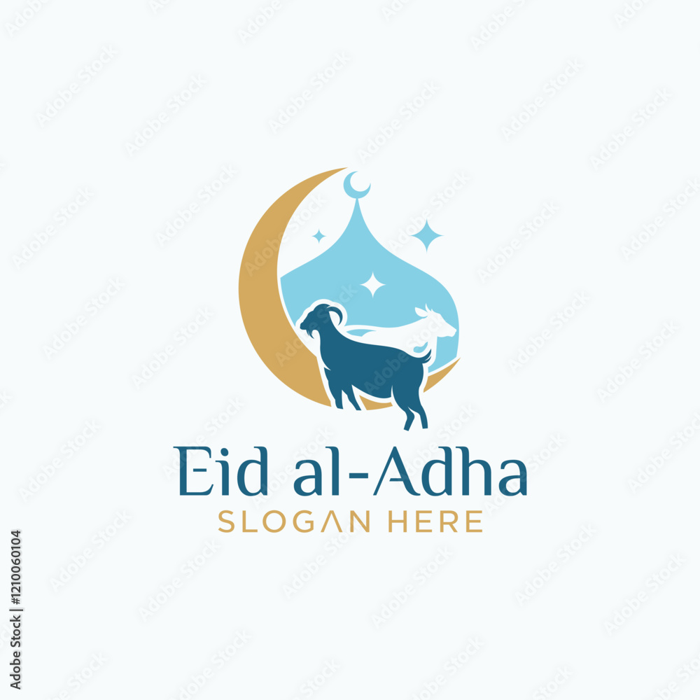 Fototapeta premium Eid al-Adha logo, Eid al-Adha Mubarak concept of Muslim mosque 