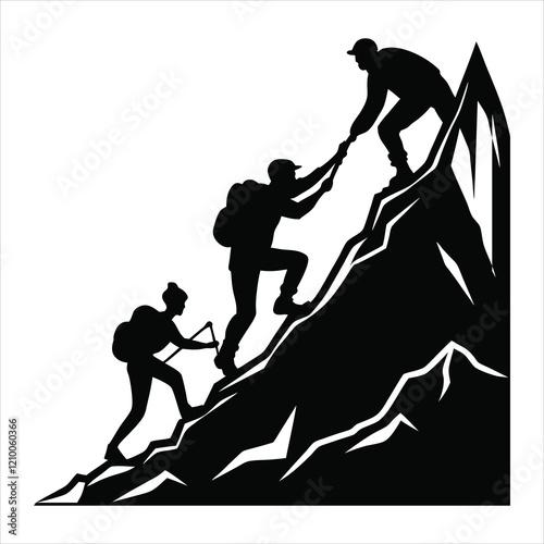 Mountain Climbing Vector Clipart Rock Climbing Silhouette Illustration
