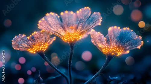 Surreal glowing flowers photo