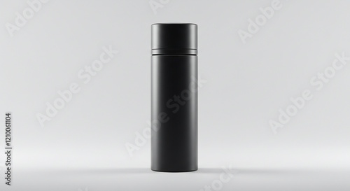 Wallpaper Mural "A sleek cylindrical bottle with a matte black finish, centered on a pure white seamless background, with soft studio lighting creating gentle shadows and subtle reflections for a modern look." Torontodigital.ca
