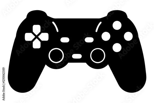 Game controller silhouette vector, Video game controller. Gamepad icon.