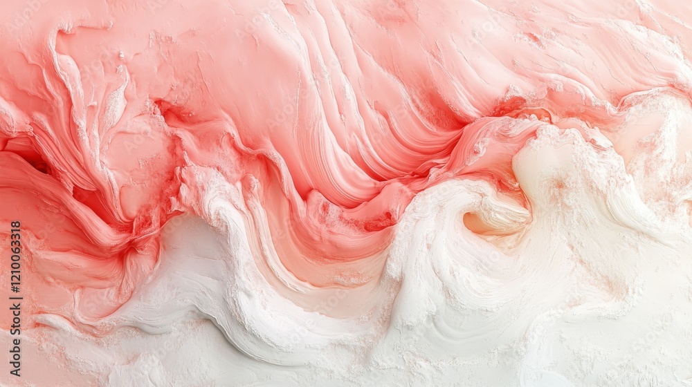 Abstract Coral and White Swirling Paint Texture Abstract Coral and White Swirling Paint Texture