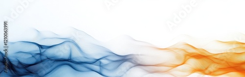 Abstract flow of colors blending softly on a white background with hints of blue and orange