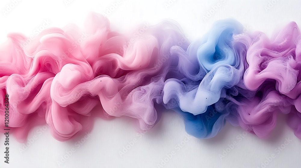 Fototapeta premium Abstract Pastel Swirl: A mesmerizing abstract image featuring a vibrant blend of pink, purple, and blue ink swirling together, creating a captivating and dreamy visual. 