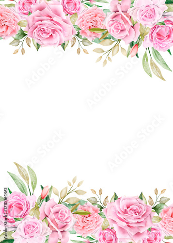 Watercolor flower frame background.