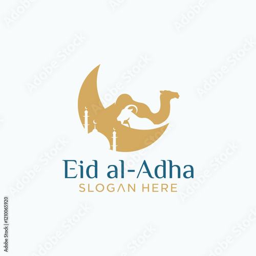 Eid al-Adha logo, Eid al-Adha Mubarak concept of Muslim mosque	