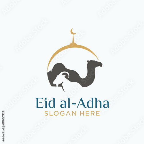 Eid al-Adha logo, Eid al-Adha Mubarak concept of Muslim mosque	