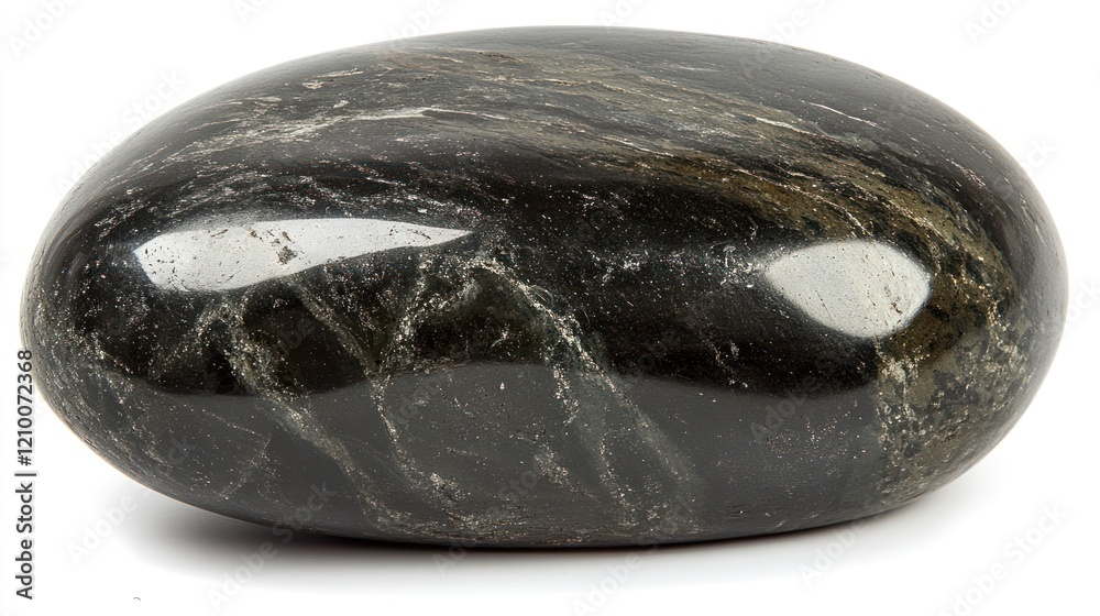 Obraz premium Polished black stone, studio shot, smooth texture, white background, spa product