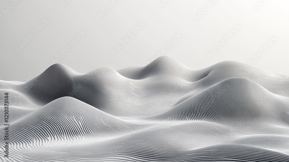 Obraz premium Abstract White Sculpted Waves Landscape
