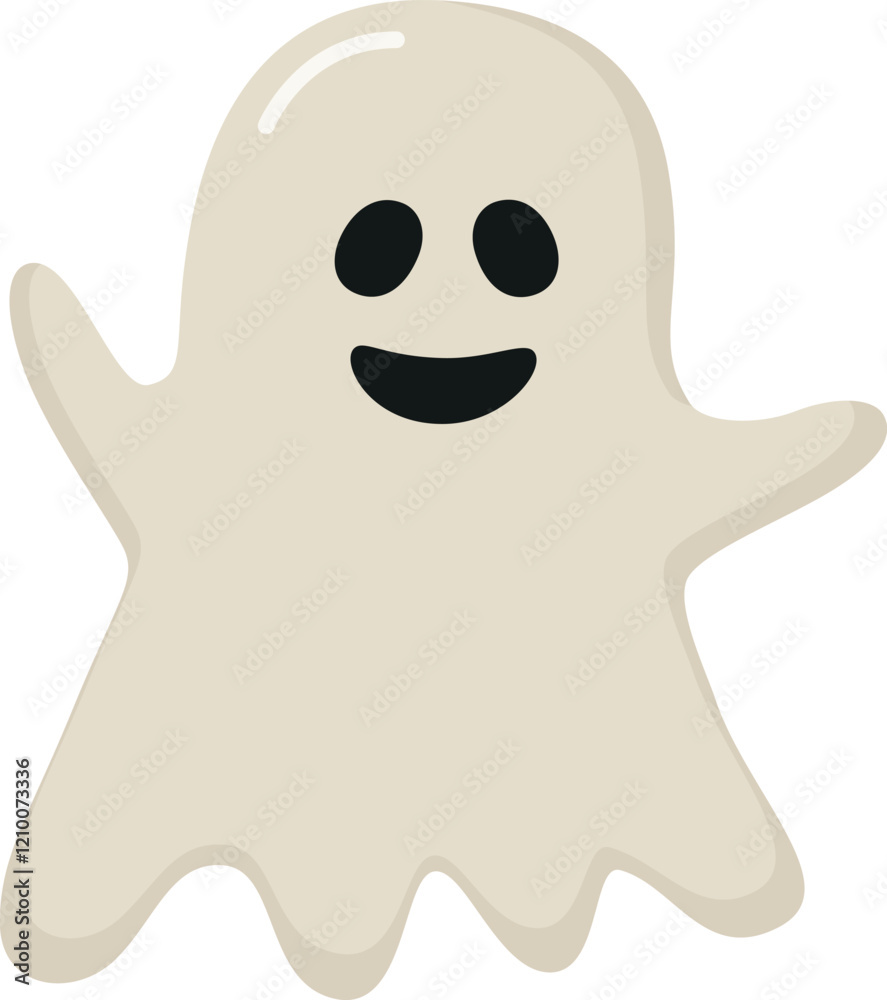 Сute ghost with a smile and raised hands. Spooky character for Halloween Сute ghost with a smile and raised hands. Spooky character for Halloween