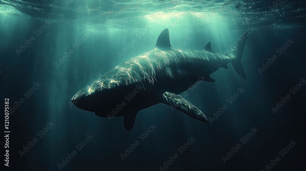 Oceanic Shark, Sunlight Beams, Deep Sea, Dramatic, Wildlife Documentary