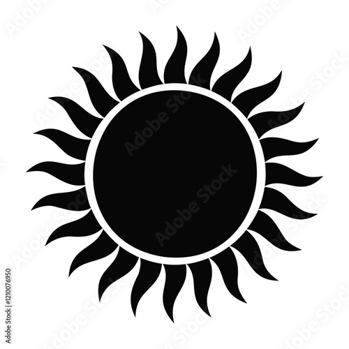 High-Quality Black Sun Icon Silhouette vector illustration on a transparent background