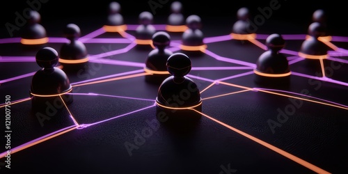 Abstract network representation connecting digital figures with glowing lines.