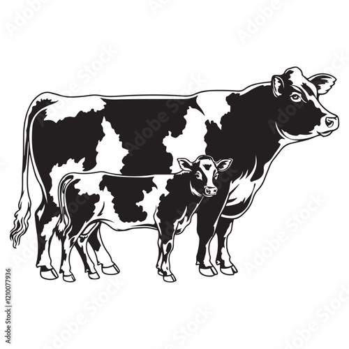 jersey cow vector black silhouette vector illustration white background