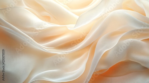 Soft Peach Fabric Draped in Elegant Waves