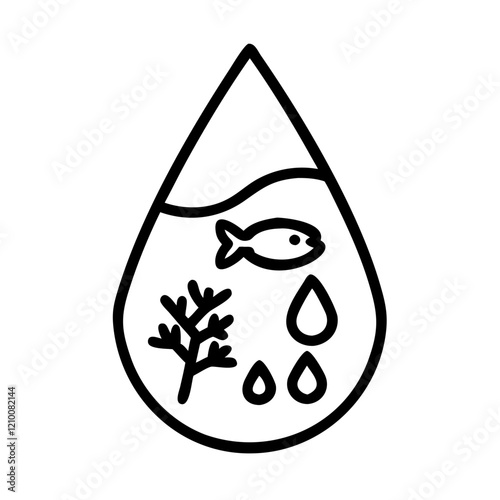 Water drop with marine life icon – vector illustration for ocean conservation