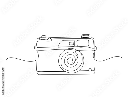 Continuous one line drawing of retro camera. camera in single line illustration. Editable stroke.