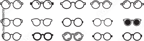 Eyeglass, sunglass vector icon set 