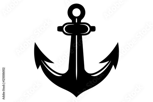 anchor vector silhouette, Ship anchor or boat anchor icon, anchor with rope silhouette vector illustration