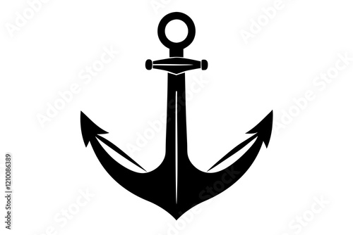 anchor vector silhouette, Ship anchor or boat anchor icon, anchor with rope silhouette vector illustration