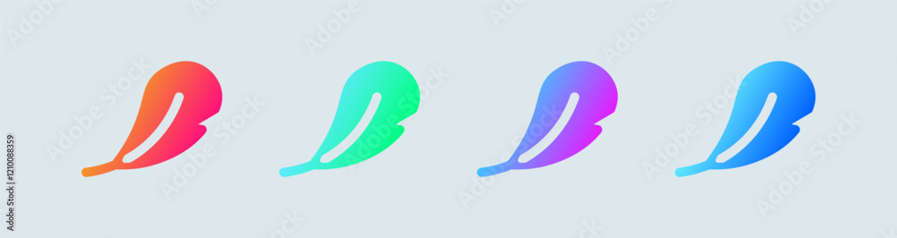 Feather solid icon in gradient colors. Write signs vector illustration. Feather solid icon in gradient colors. Write signs vector illustration.