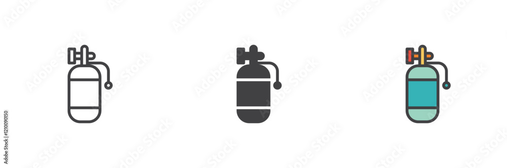 Obraz premium Oxygen tank different style icon set