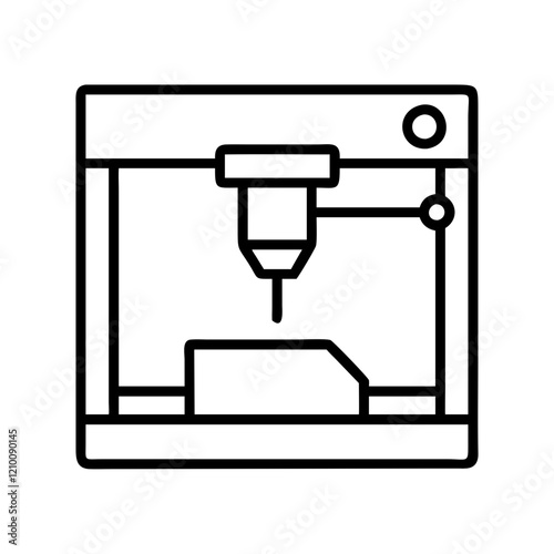 3d printer icon, 3d printer line art - simple line art of 3d printer, perfect for 3d printer logos and icons