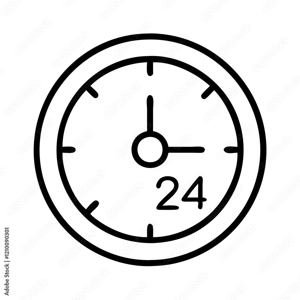 24 hour clock icon, 24 hour clock line art - simple line art of 24 hour clock, perfect for 24 hour clock logos and icons 24 hour clock icon, 24 hour clock line art - simple line art of 24 hour clock, perfect for 24 hour clock logos and icons