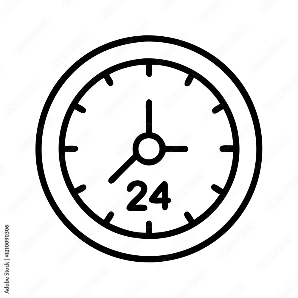 24 hour clock icon, 24 hour clock line art - simple line art of 24 hour clock, perfect for 24 hour clock logos and icons 24 hour clock icon, 24 hour clock line art - simple line art of 24 hour clock, perfect for 24 hour clock logos and icons
