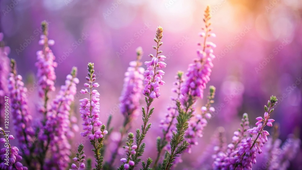A Field of Delicate Purple Blooms Basking in the Golden Hour Light A Field of Delicate Purple Blooms Basking in the Golden Hour Light