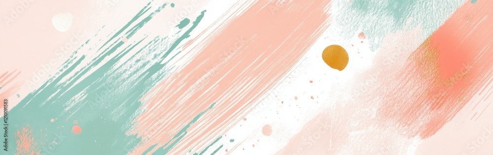 Fototapeta premium Minimalist pastel strokes create a soothing and balanced visual experience featuring dashed lines in peach and mint