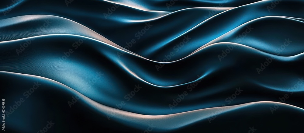 Dark blue fabric waves, digital background, flowing design, website banner Dark blue fabric waves, digital background, flowing design, website banner
