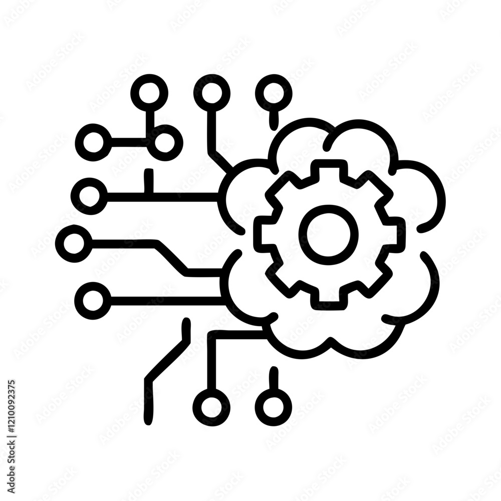 ai and big data icon, ai and big data line art - simple line art of ai and big data, perfect for ai and big data logos and icons