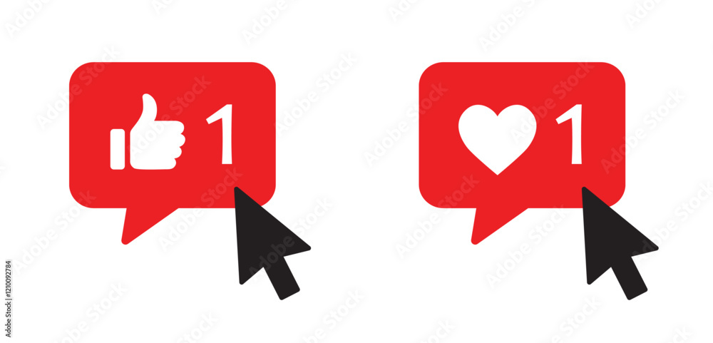 Vector icon like and heart with selection arrow - Vector illustration