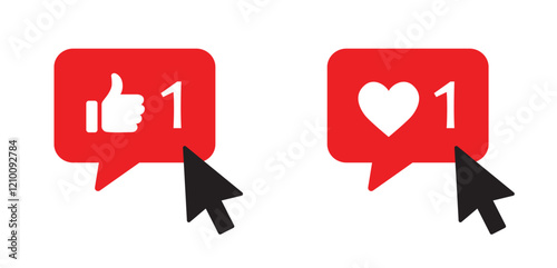 Obraz na płótnie Vector icon like and heart with selection arrow - Vector illustration w salonie