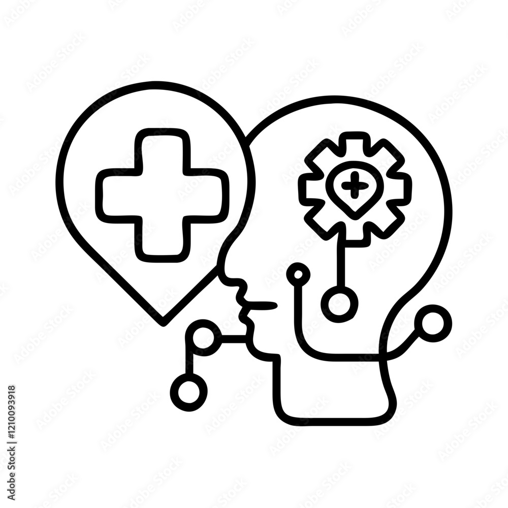ai in healthcare icon, ai in healthcare line art - simple line art of ai in healthcare, perfect for ai in healthcare logos and icons ai in healthcare icon, ai in healthcare line art - simple line art of ai in healthcare, perfect for ai in healthcare logos and icons