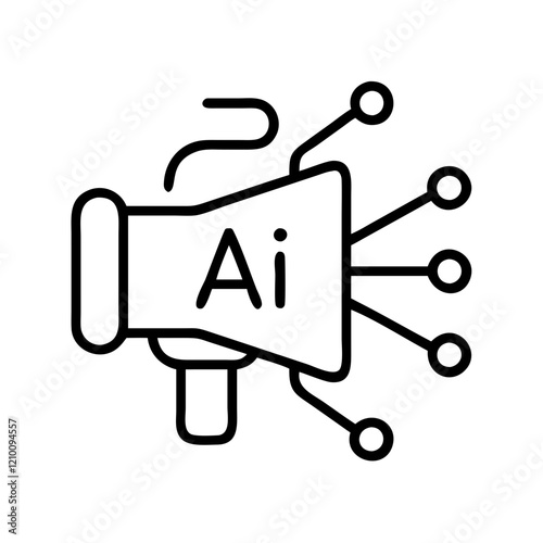 ai powered marketing icon, ai powered marketing line art - simple line art of ai powered marketing, perfect for ai powered marketing logos and icons