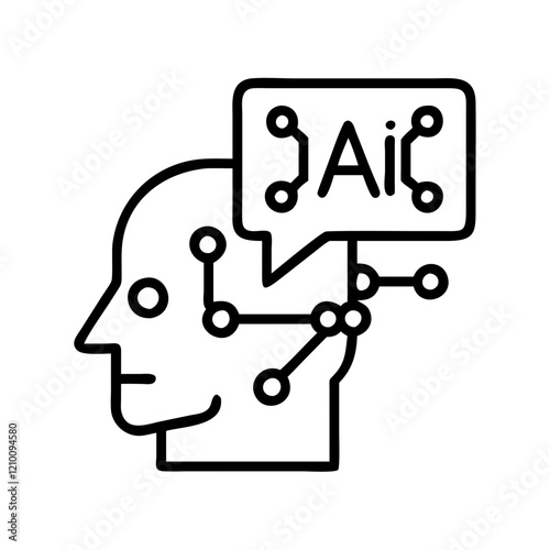 ai powered marketing icon, ai powered marketing line art - simple line art of ai powered marketing, perfect for ai powered marketing logos and icons