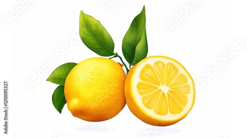 Wallpaper Mural Two lemons with leaves against white background Torontodigital.ca