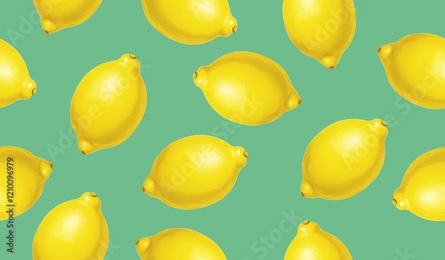 Fresh lemons seamless pattern background 