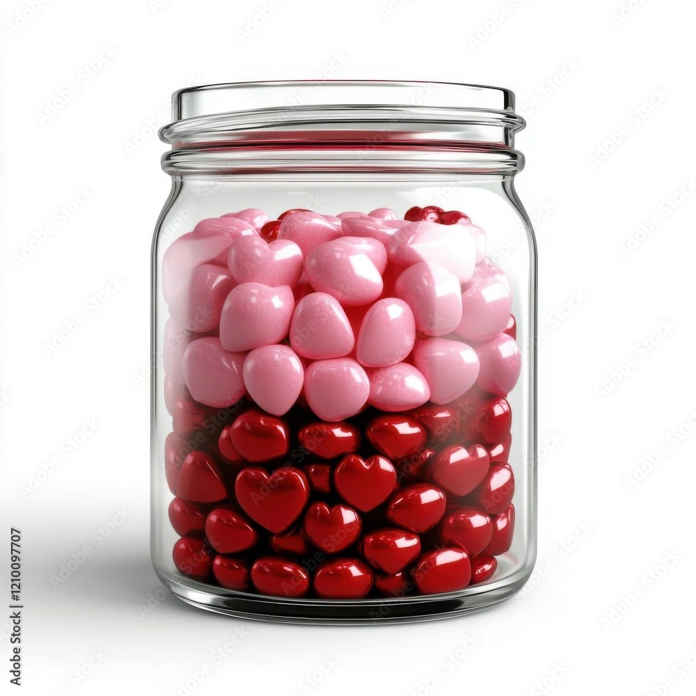 a love jar filled with pink and red candies a love jar filled with pink and red candies