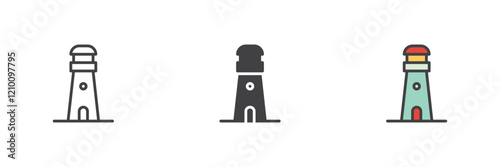 Lighthouse different style icon set