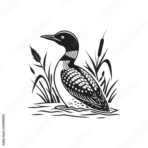 loon bird silhouette vector style art illustration isolated 