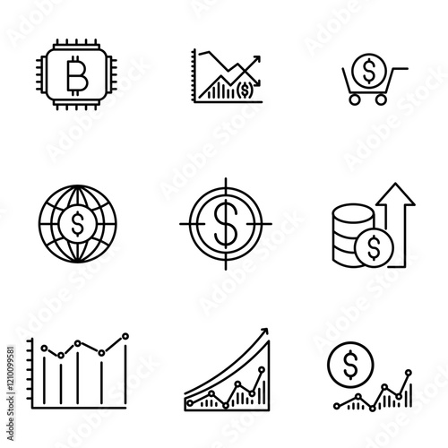 set of business icons, Set of business thin line icons in flat style Financial investment vector illustration Financial currency business concept