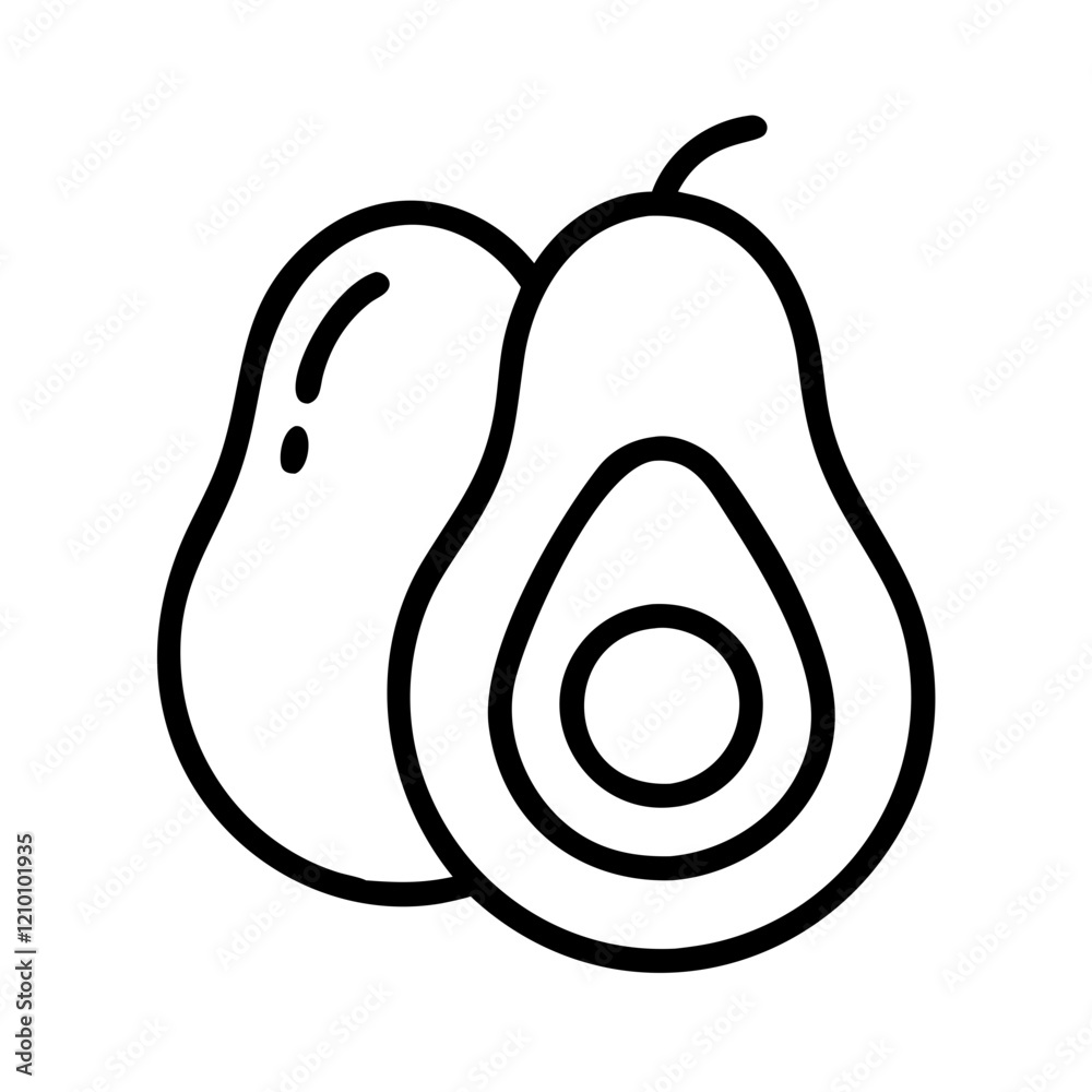 avocado icon, avocado line art - simple line art of avocado, perfect for avocado logos and icons avocado icon, avocado line art - simple line art of avocado, perfect for avocado logos and icons