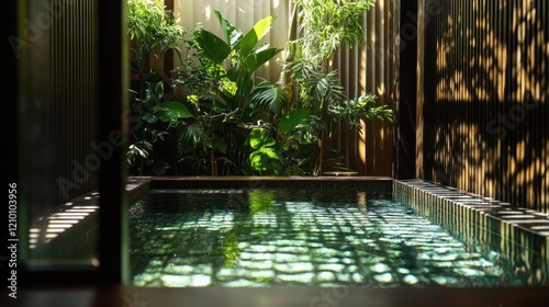 Serene Indoor Pool Oasis  A Tranquil Escape in Lush Greenery